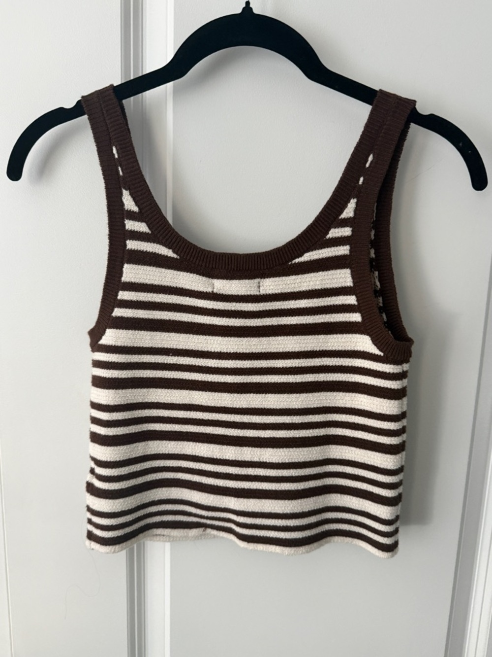 American Eagle Outfitters Brown & Cream Striped sweater Crop Tank Top NWT - Picture 5 of 5